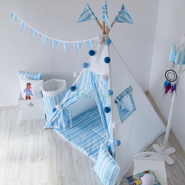 Вигвам Blue Stripes с окном и карманом, Арт. vv010308