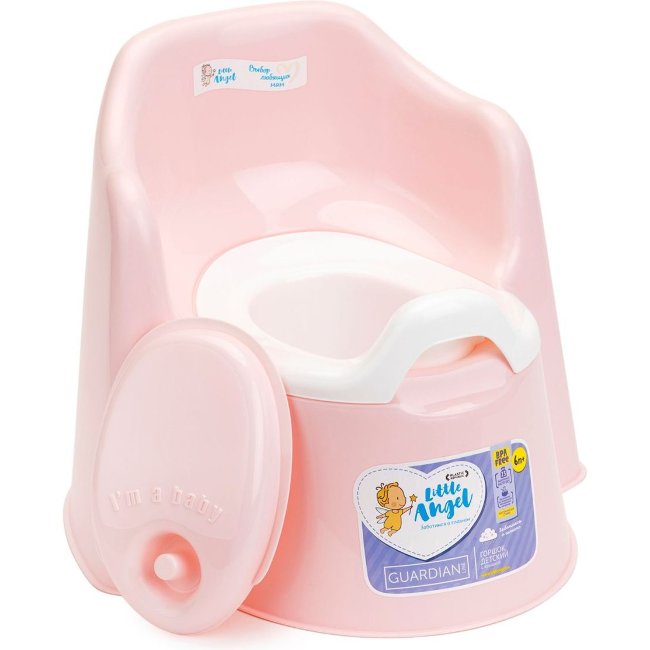 Горшок детский Little Angel "GUARDIAN" с крышкой розовый пастельный LA2703RS